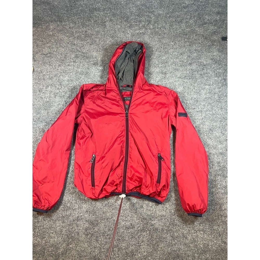Australian L'Alpina Red Hooded Windbreaker Jacket Sz S Italian Sportswear Zip Up